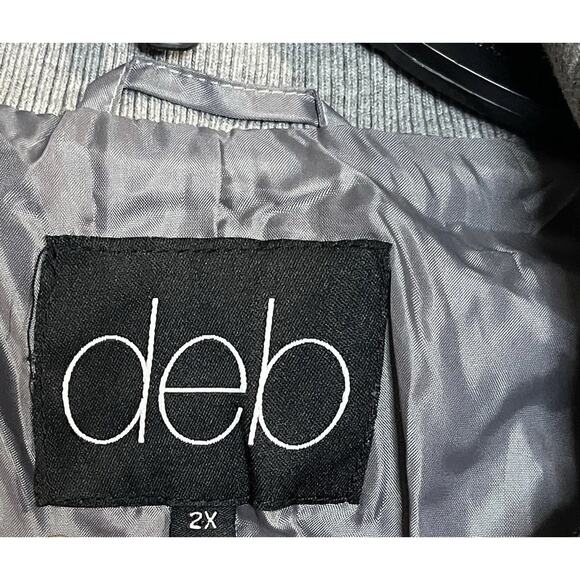 Vintage Deb Gray Double Breasted Peacoat Long Sleeve Lined Classic Women Size 2X - Picture 2 of 8